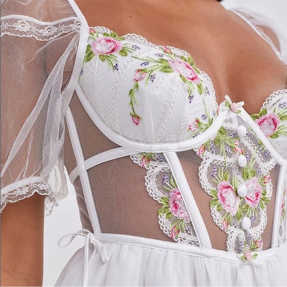 for love & lemons Trellis Rose Dress White Large - Picture 15 of 16